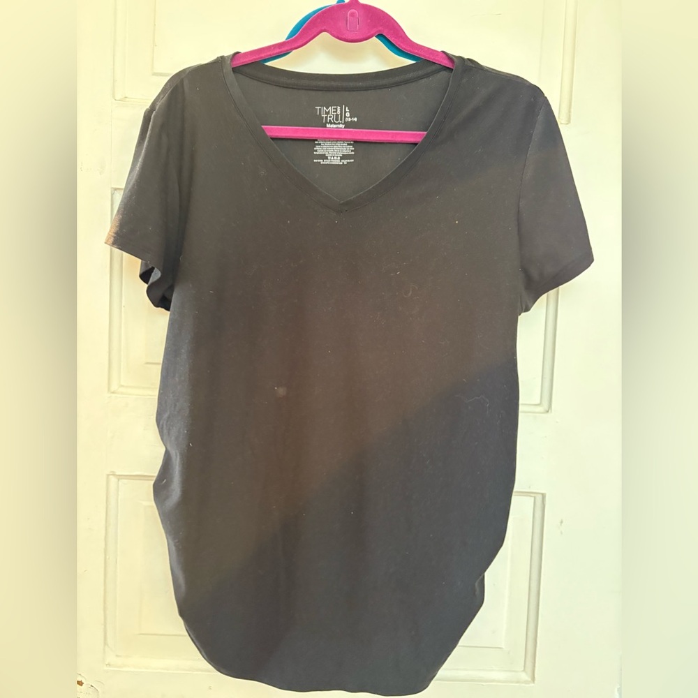 Time and Tru Maternity Black Fitted Short Sleeve T-Shirt